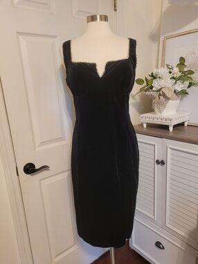 Lulus Black Velvet Cocktail Dress with Rhinestone Trim XL